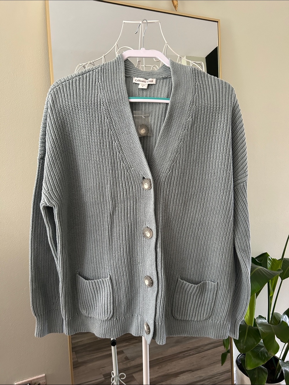 Coldwater Creek Ribbed Button-Front Cardigan/ oversize - Picture 2 of 5